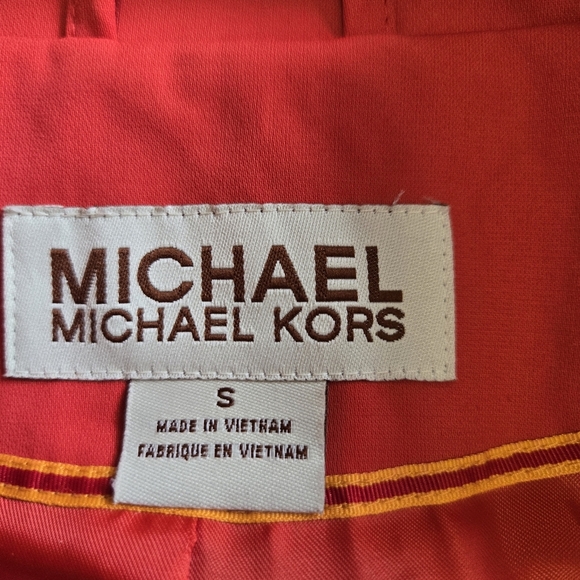 MICHAEL KORS Raincoat w/ Front Pockets Coral Red Size Small #154 - Picture 9 of 9